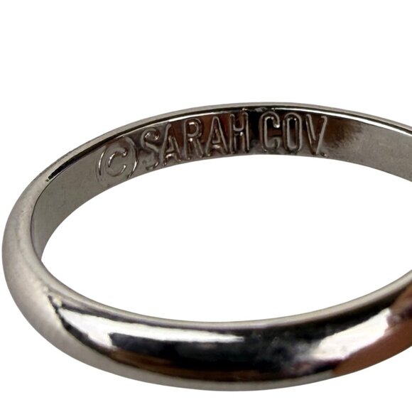 Sarah Coventry Silver Tone Double Pearl Statement Ring Elegant Design Size 5 - Picture 4 of 5